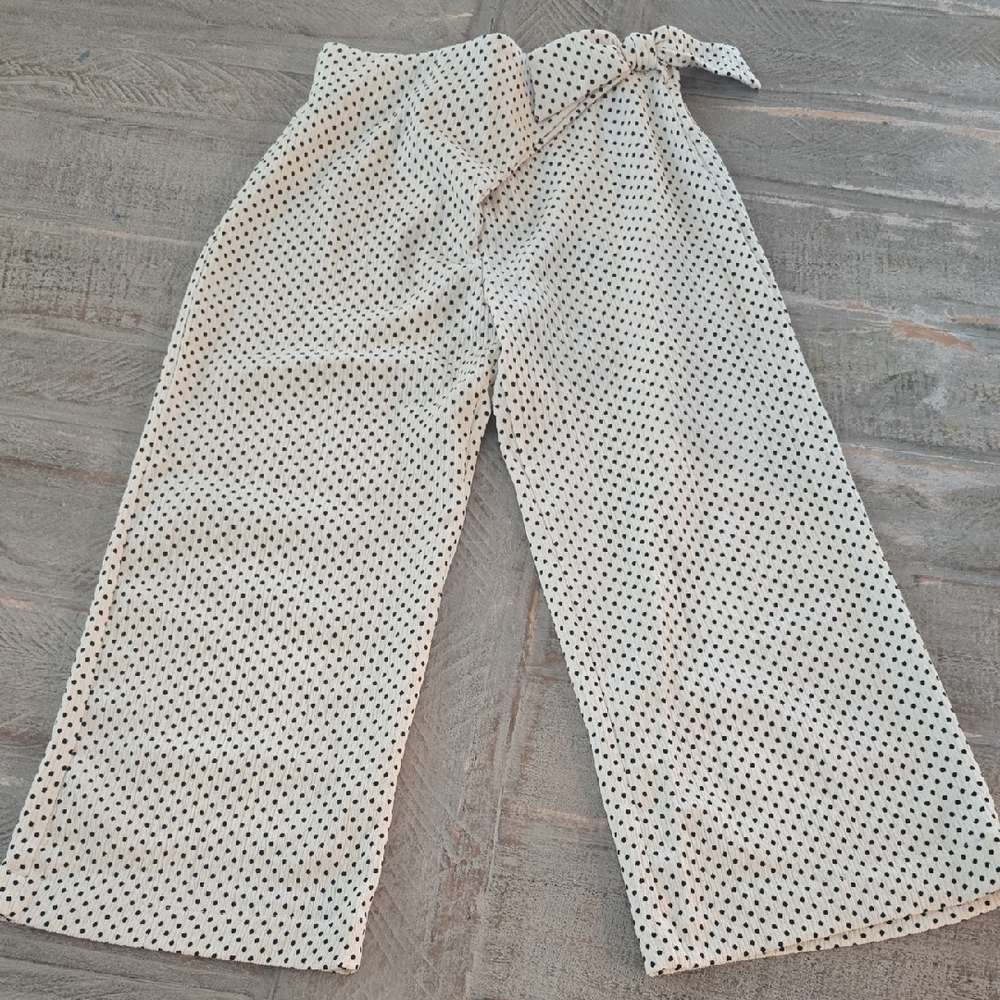 Zara Cream and Black Polka Dot Pants